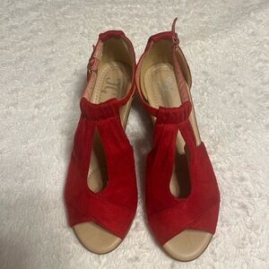 Women's Red JG Wedge Sandals Size 7